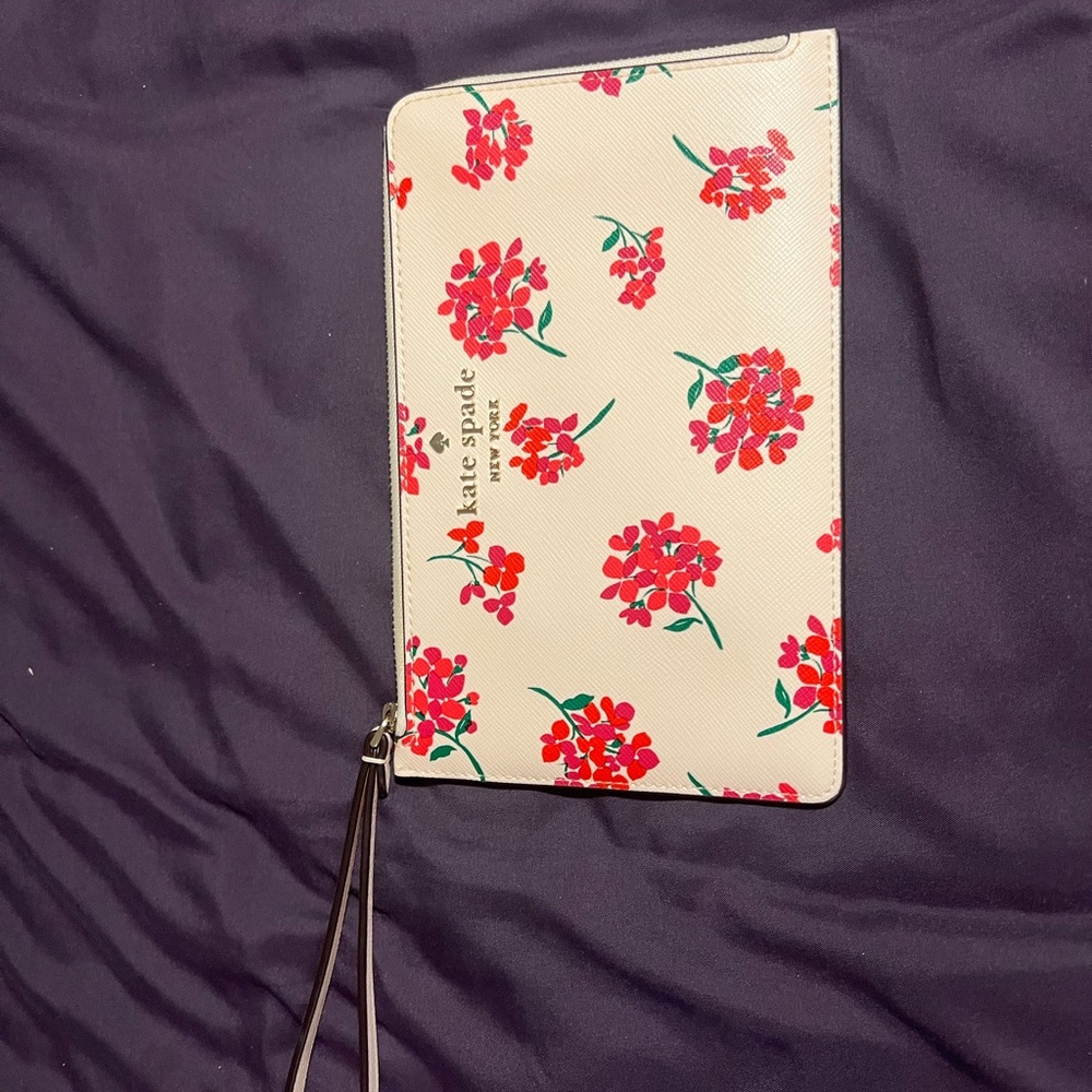 Kate Spade Floral Wristlet in Cream and Red